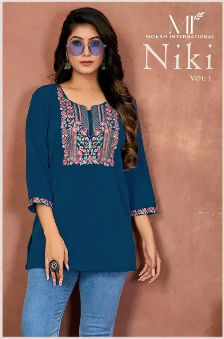 Niki Vol 1 By Moksh Cotton Embroidery Worked Fancy Short Top Bulk Orders In India